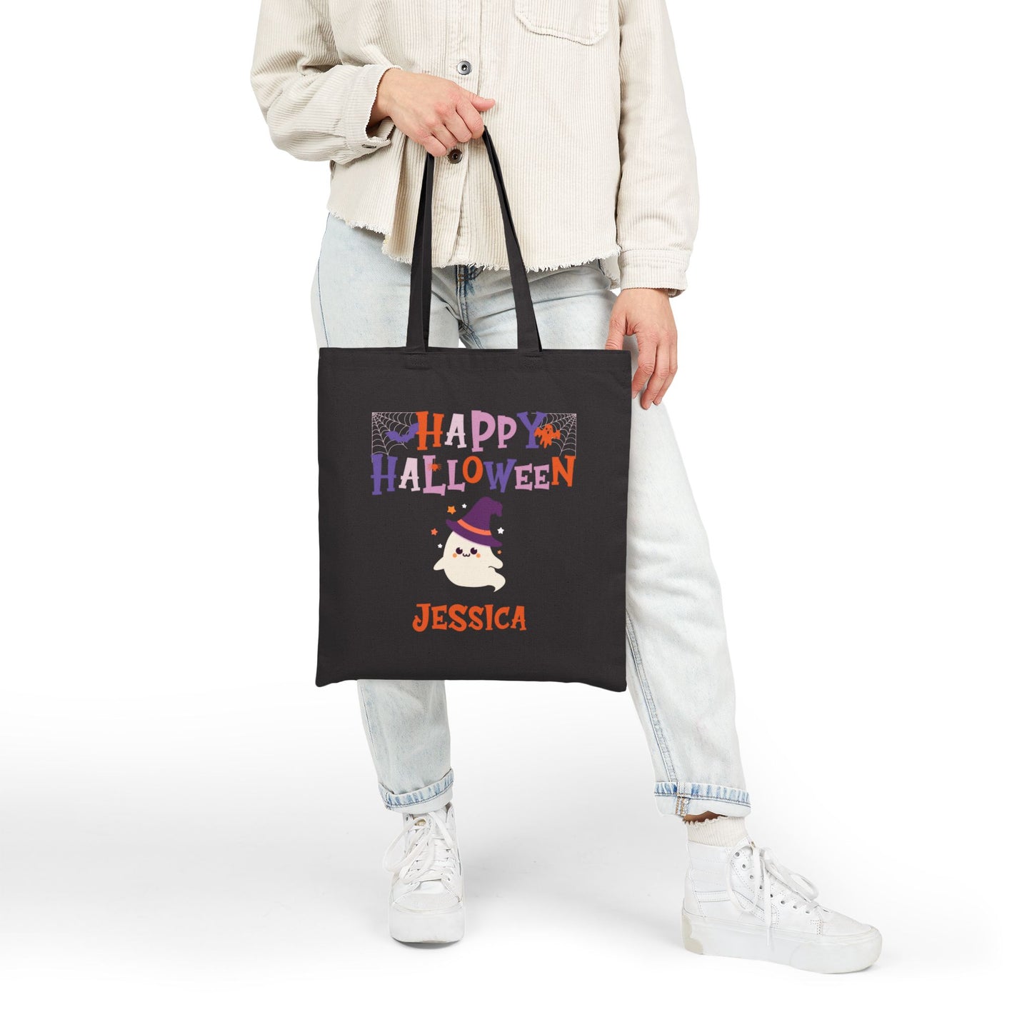 Custom Happy Halloween Ghost Tote Bag