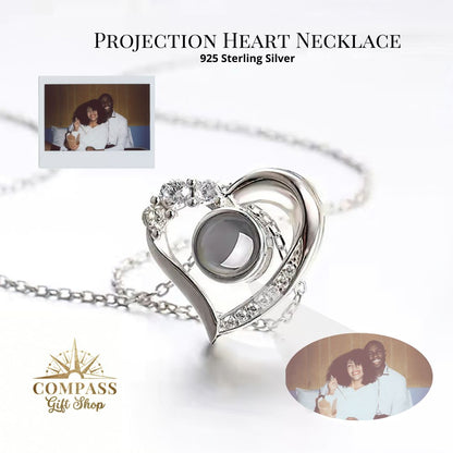 Personalized Heart Projection Necklace - 925 Sterling Silver