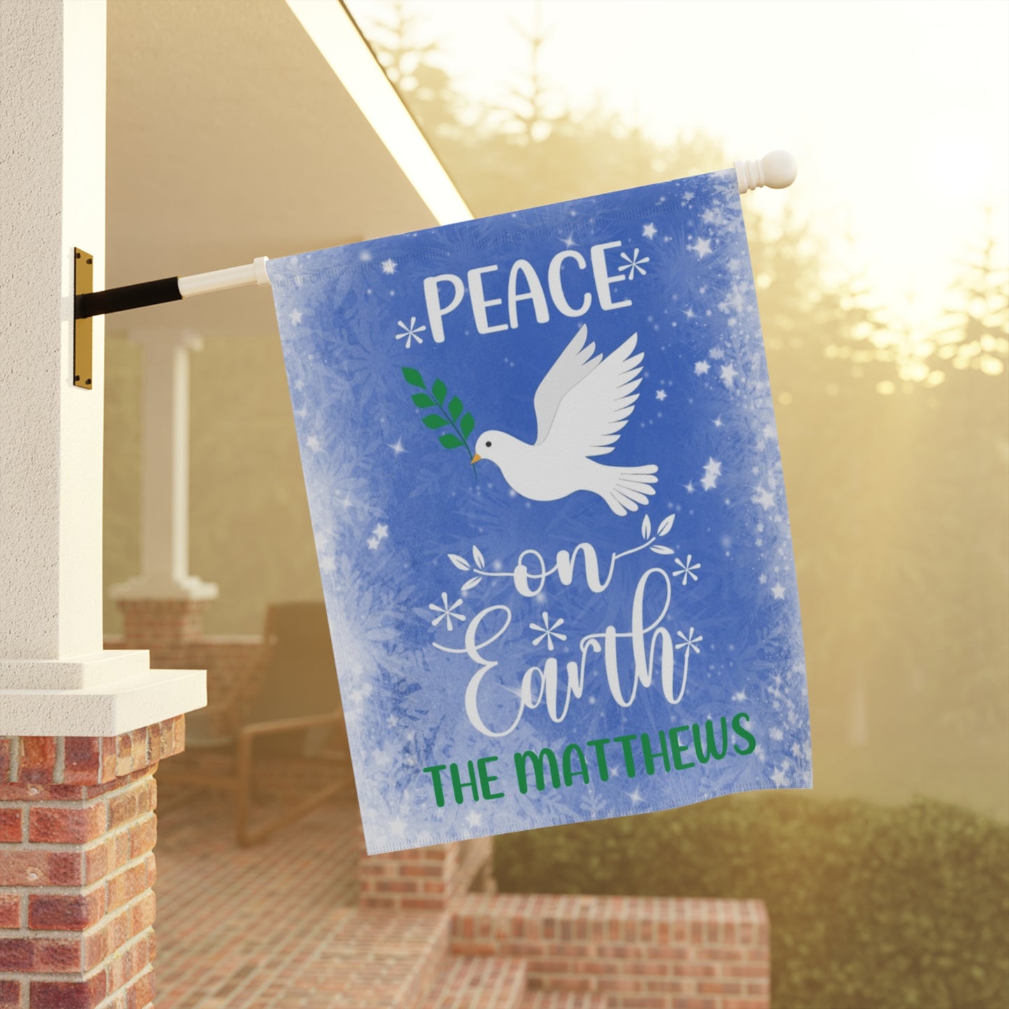Personalized Peace on Earth Garden Banner or House Flag