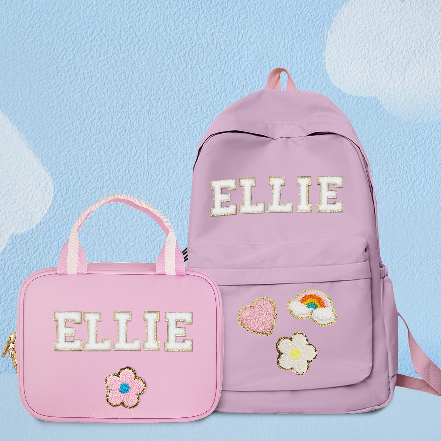 Personalized Backpack and Lunchbox with Custom Name Patches