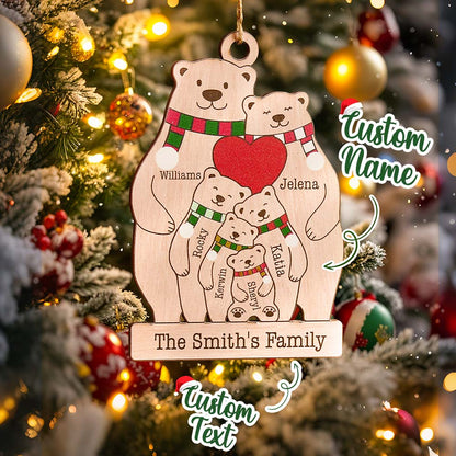 Personalized Bear Family of 5 Ornament