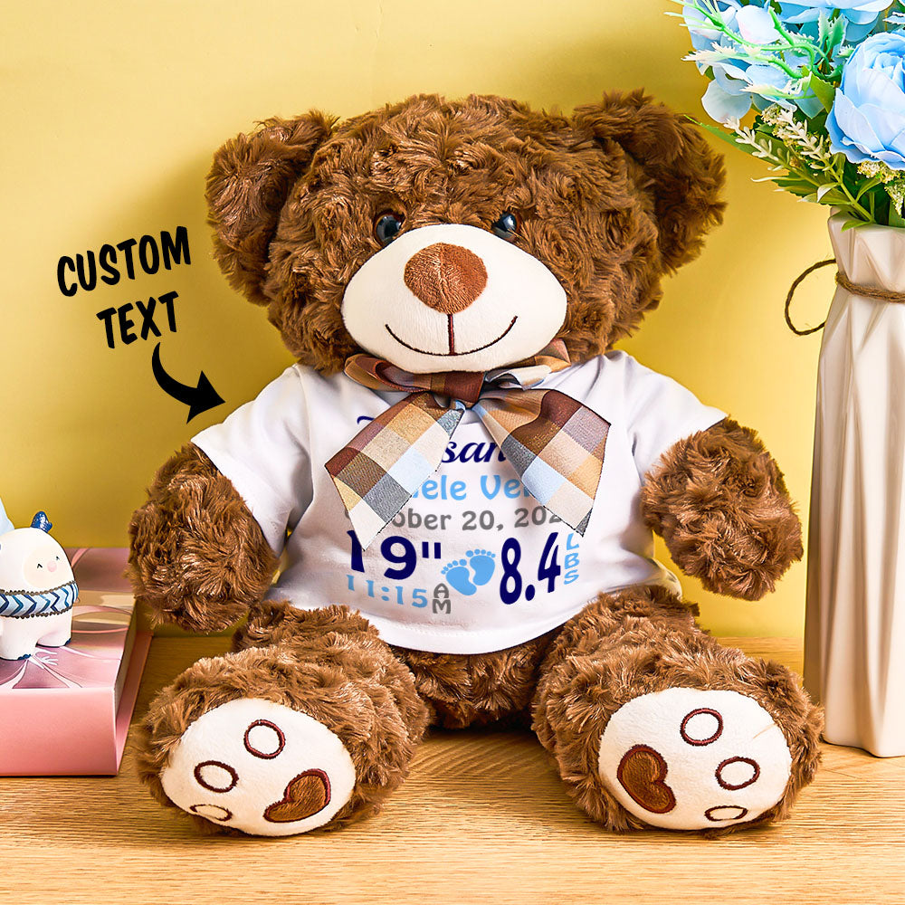 Personalized Birth Announcement Bear Plush Stuffed Toy