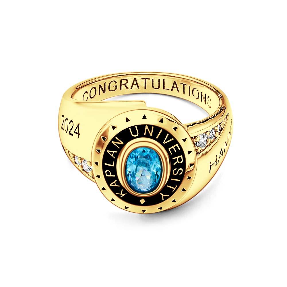 Personalized Birthstone Graduation Ring in Gold