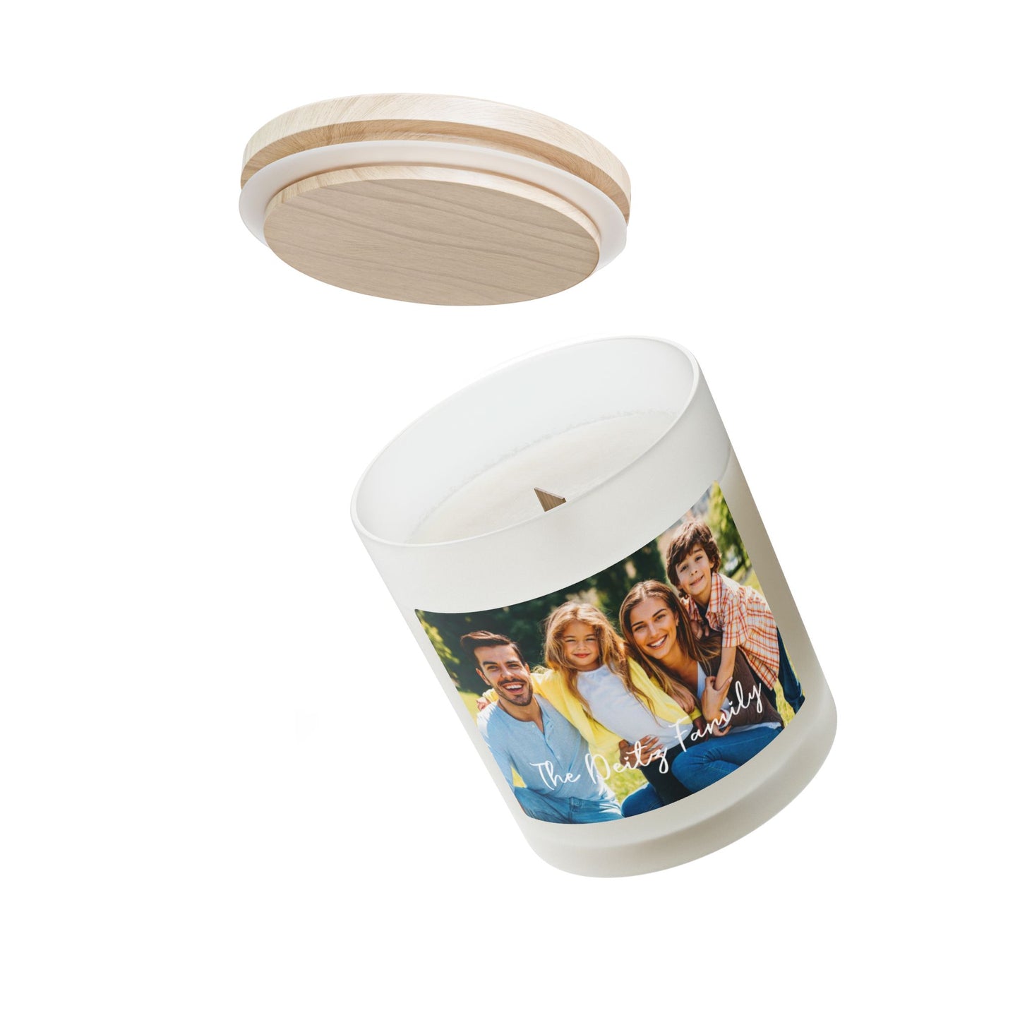 Personalized Frosted Glass Scented Candle with Family Photo and Name