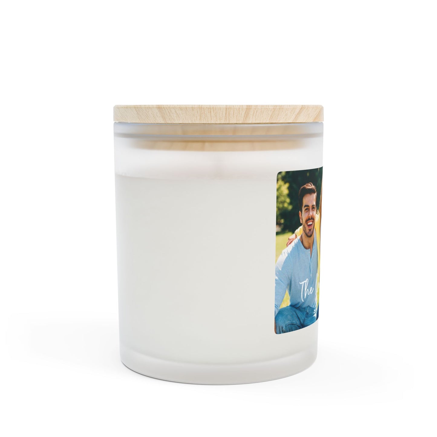 Personalized Frosted Glass Scented Candle with Family Photo and Name