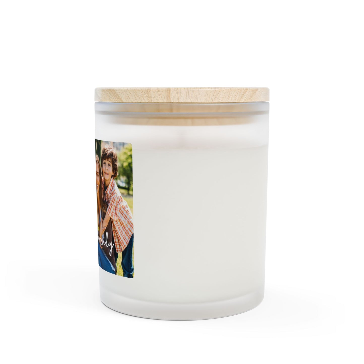 Personalized Frosted Glass Scented Candle with Family Photo and Name