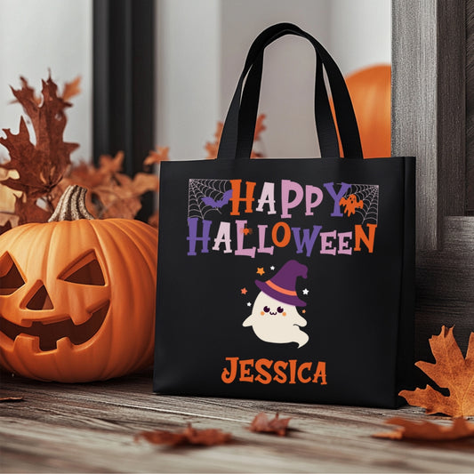 Custom Happy Halloween Ghost Tote Bag