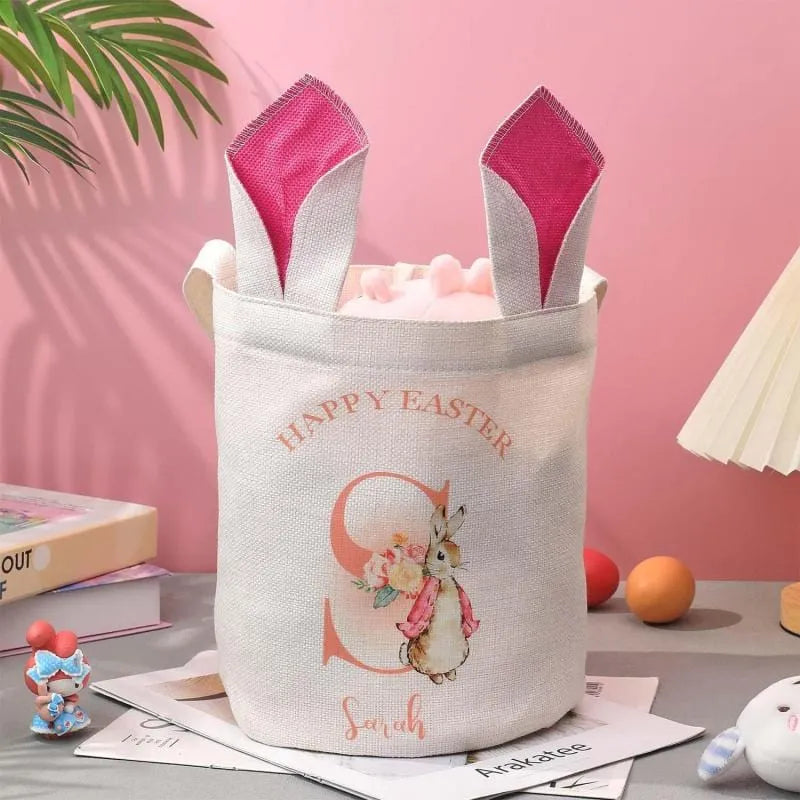 Personalized Kids Easter Egg Hunt Bag with Bunny Ears