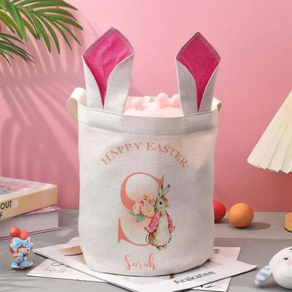 Personalized Kids Easter Egg Hunt Bag with Bunny Ears