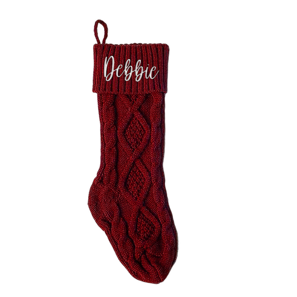 Personalized Knitted Christmas Stocking Red