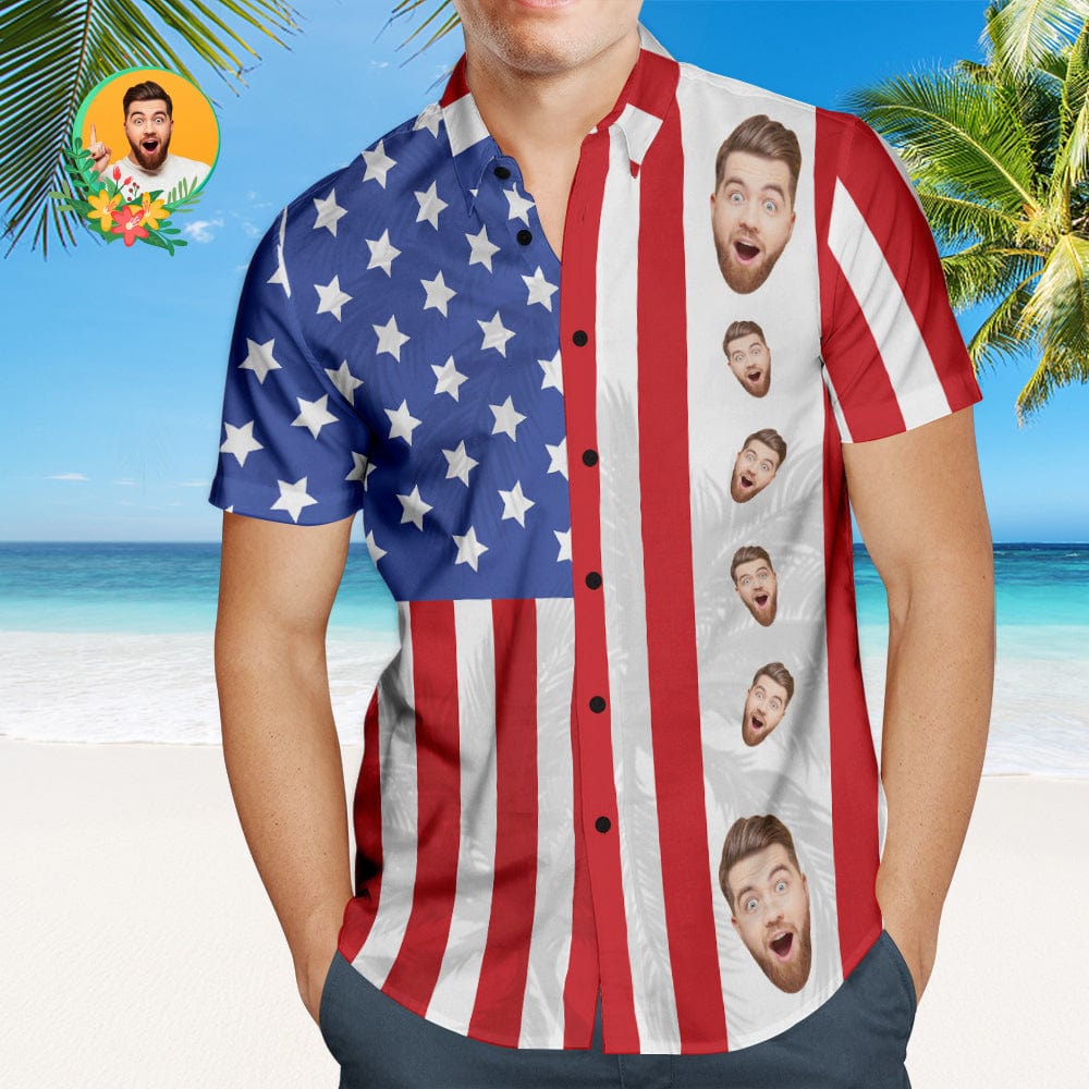 Personalized Patriotic Hawaiian Shirt Human Face