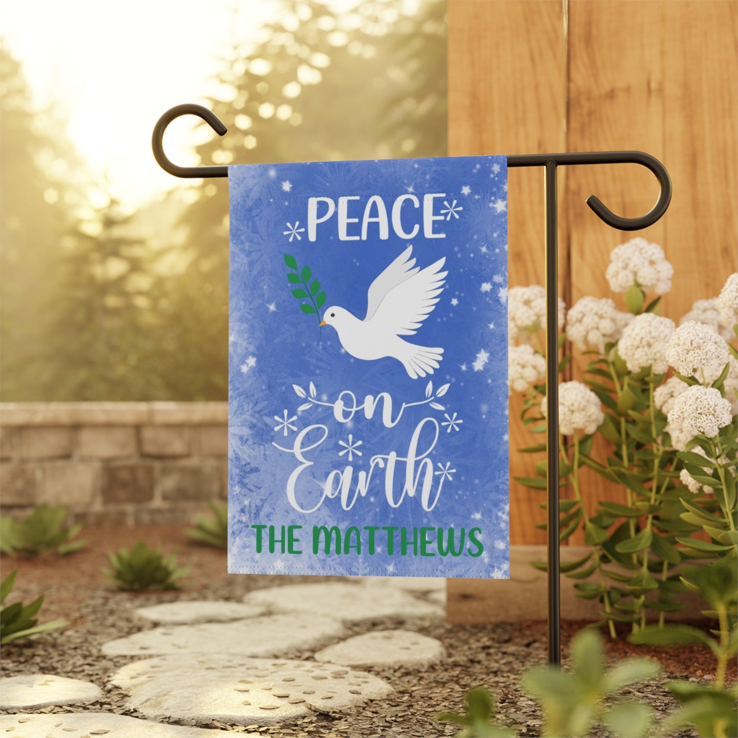 Personalized Peace on Earth Garden Banner or House Flag