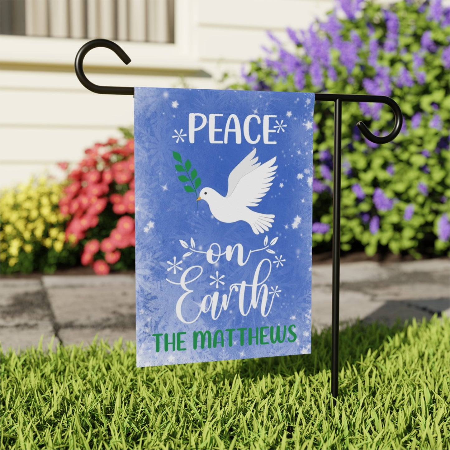 Personalized Peace on Earth Garden Banner or House Flag