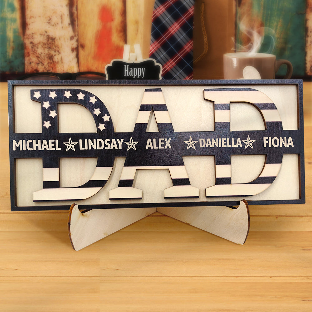 Personalized Wooden Dad Sign with Custom Family Names