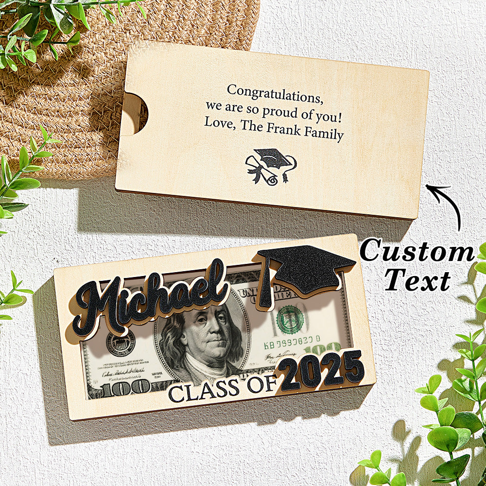 Personalized Wooden Money Holder - Graduation Gift