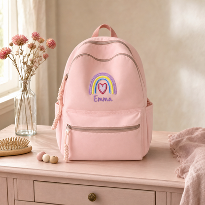 Personalized Embroidered Name Rainbow Backpack