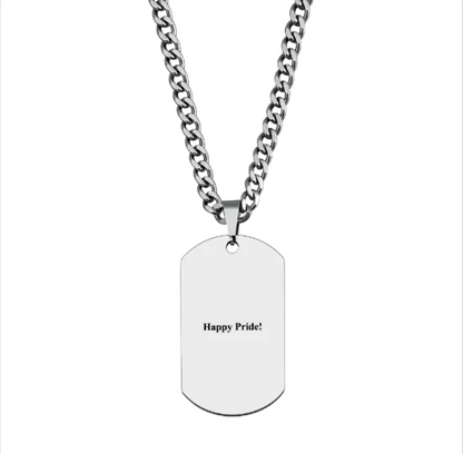 Custom Rainbow Dog Tag Necklace with Engraving on Back