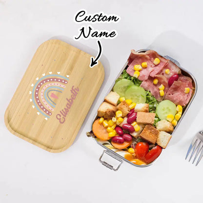 Rainbow with Custom Name Personalized Child's Name Stainless Steel Lunch Box