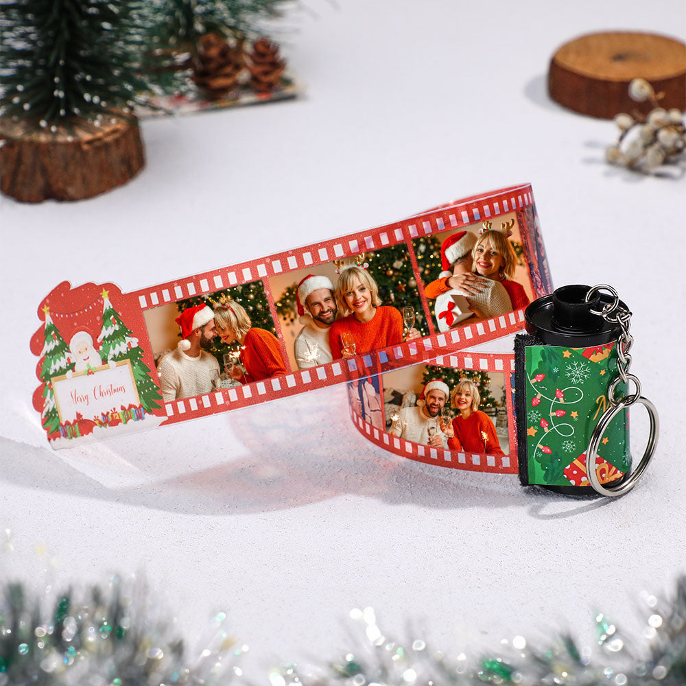 Merry Christmas Custom Photo Film Keychain