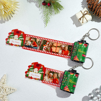 Merry Christmas Custom Photo Film Keychain