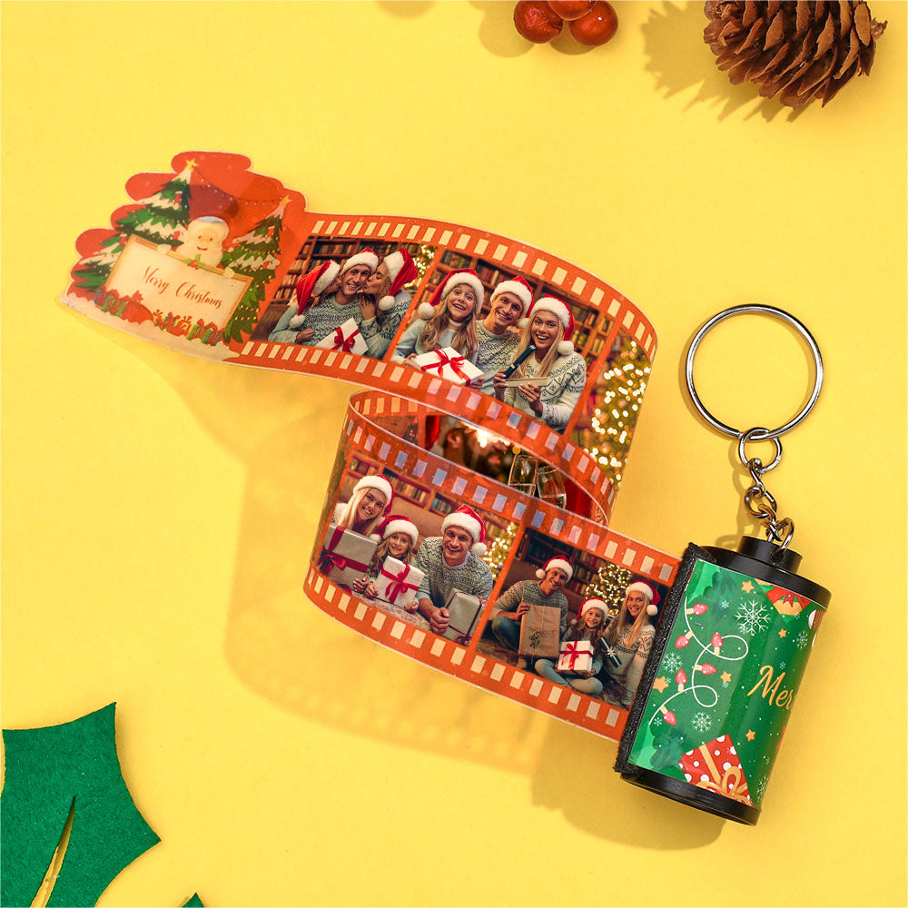 Merry Christmas Custom Photo Film Keychain