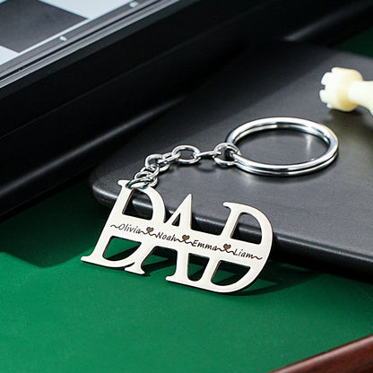 Custom Name DAD Keychain with Family Names