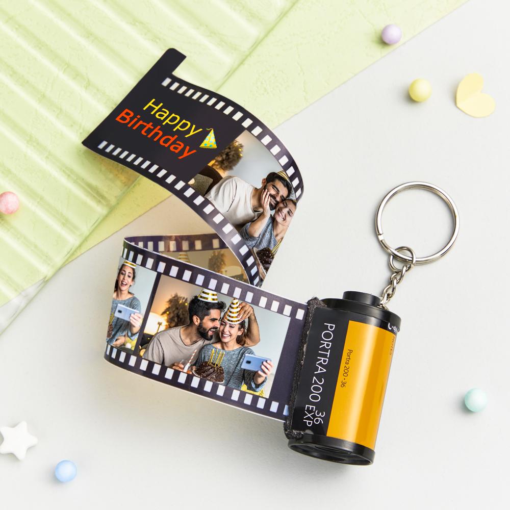 Happy Birthday Retro Film Roll Memory Keychain