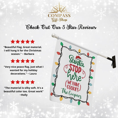Santa Stop Here House Flag