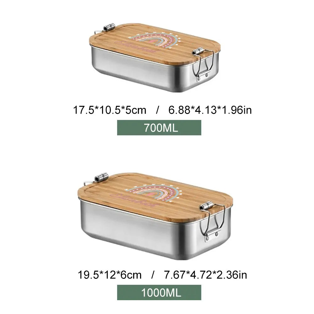 Size Chart Personalized Child's Name Stainless Steel Lunch Box