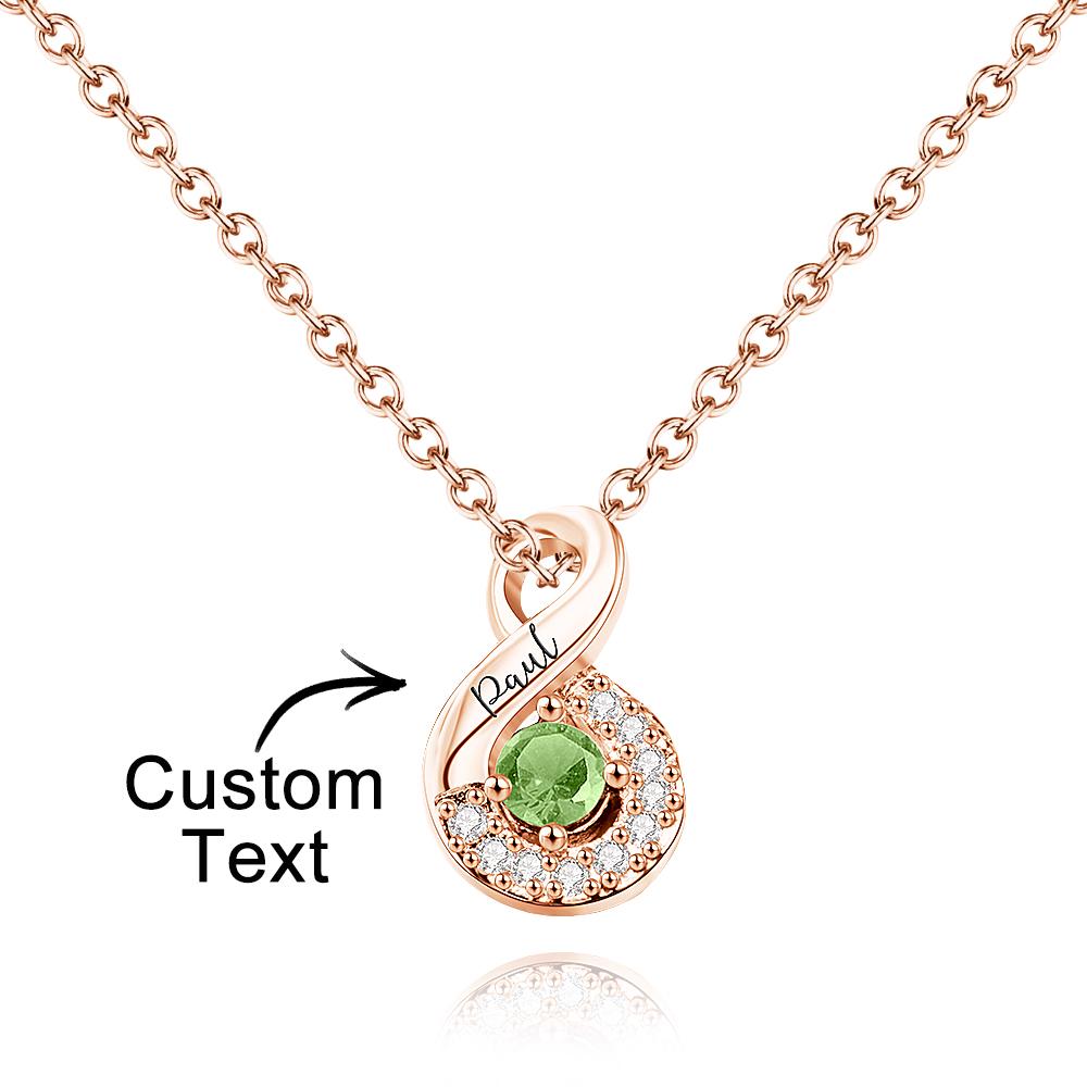 Custom Engraved Name & Birthstone Infinity Necklace