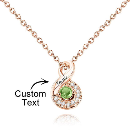 Custom Engraved Name & Birthstone Infinity Necklace