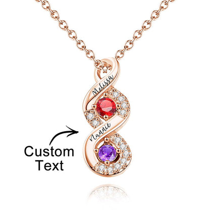 Custom Engraved Name & Birthstone Infinity Necklace
