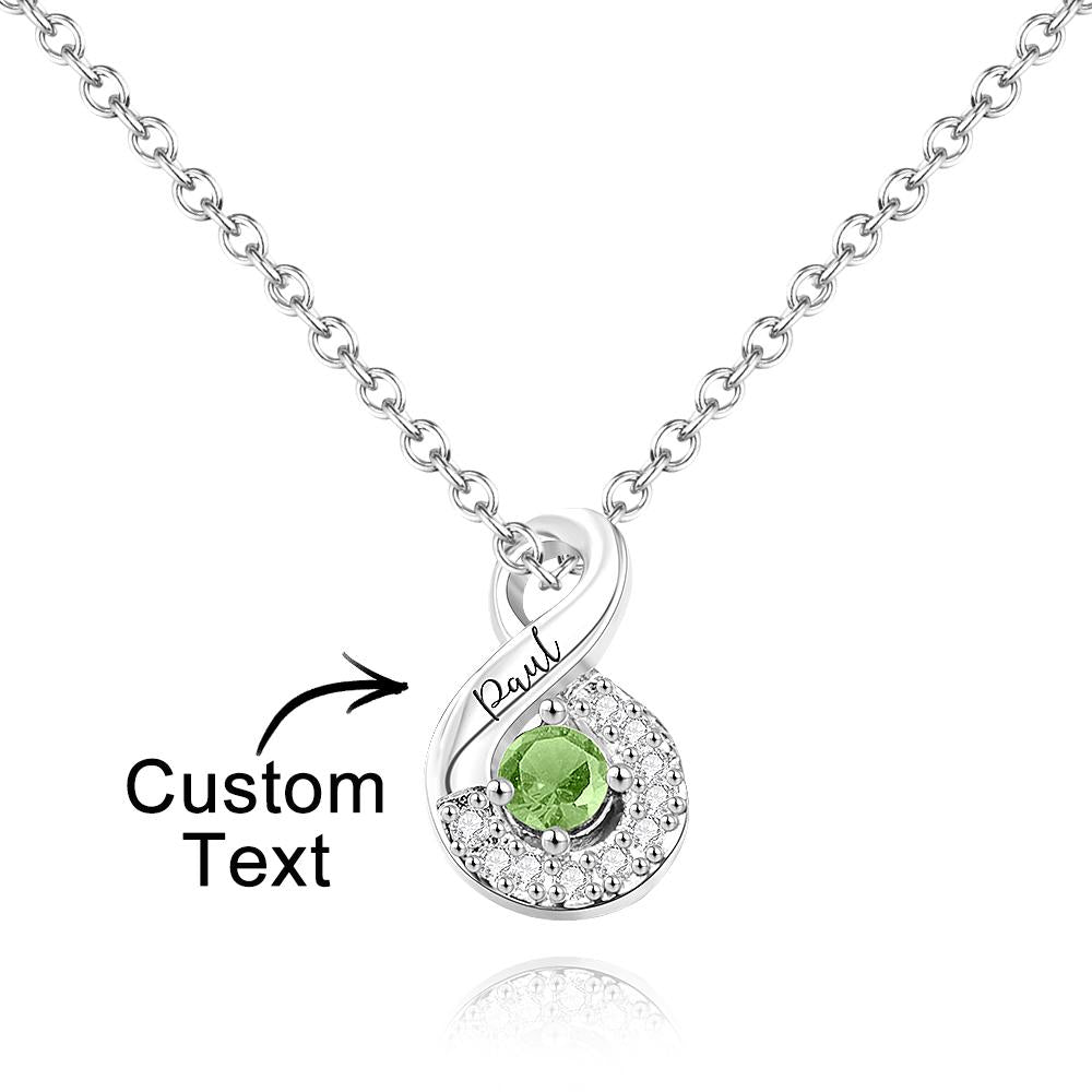 Custom Engraved Name & Birthstone Infinity Necklace