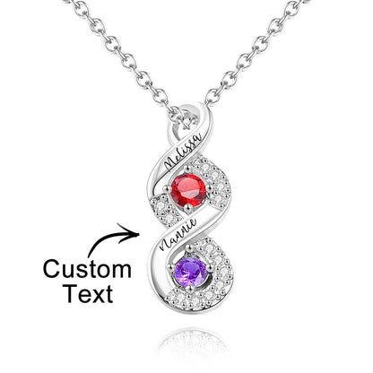 Custom Engraved Name & Birthstone Infinity Necklace
