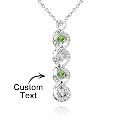 Custom Engraved Name & Birthstone Infinity Necklace