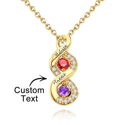 Custom Engraved Name & Birthstone Infinity Necklace