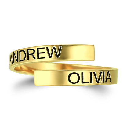 Custom Engraved Two Names Ring