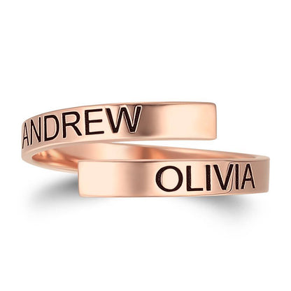 Custom Engraved Two Names Ring