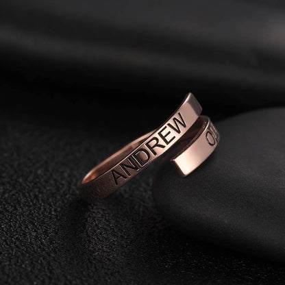 Custom Engraved Two Names Ring