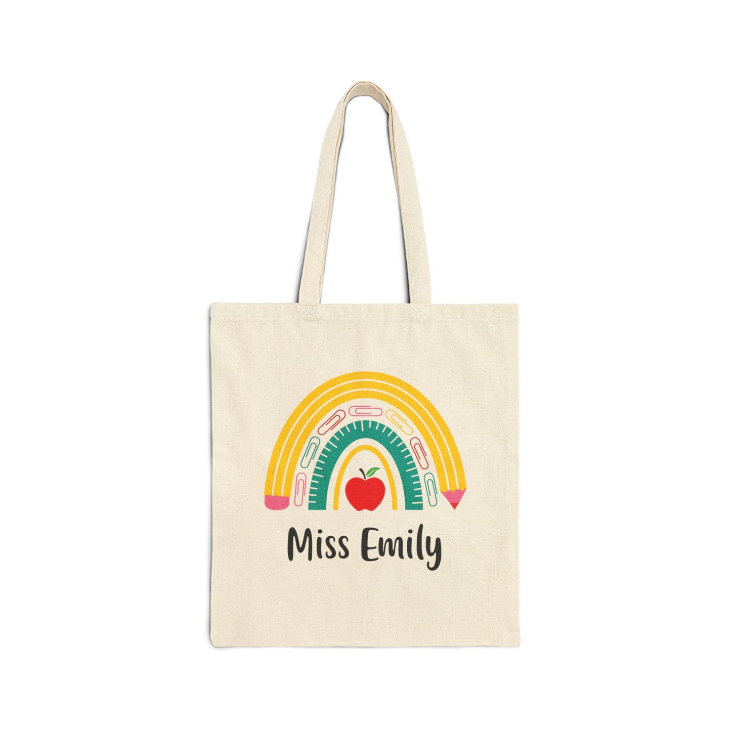 Personalize Teacher's Rainbow Cotton Tote Bag