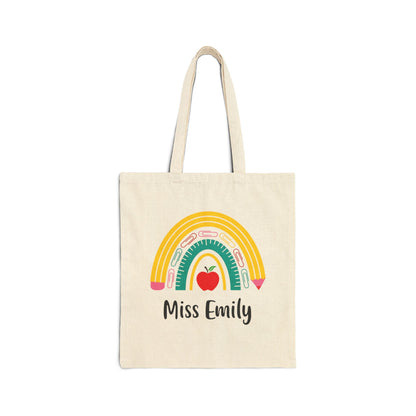 Personalize Teacher's Rainbow Cotton Tote Bag