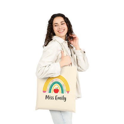 Personalize Teacher's Rainbow Cotton Tote Bag