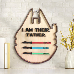 Custom I Am Their Father With Family Names Spaceship Shaped Wooden Plaque