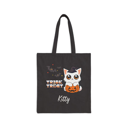 Custom Trick or Trick Kitten Halloween Tote Bag