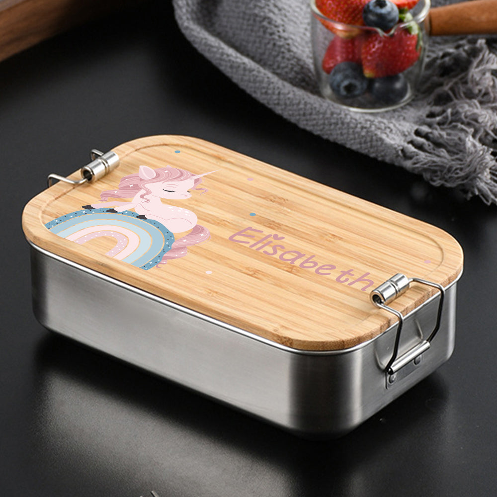 Unicorn Personalized Child's Name Stainless Steel Lunch Box