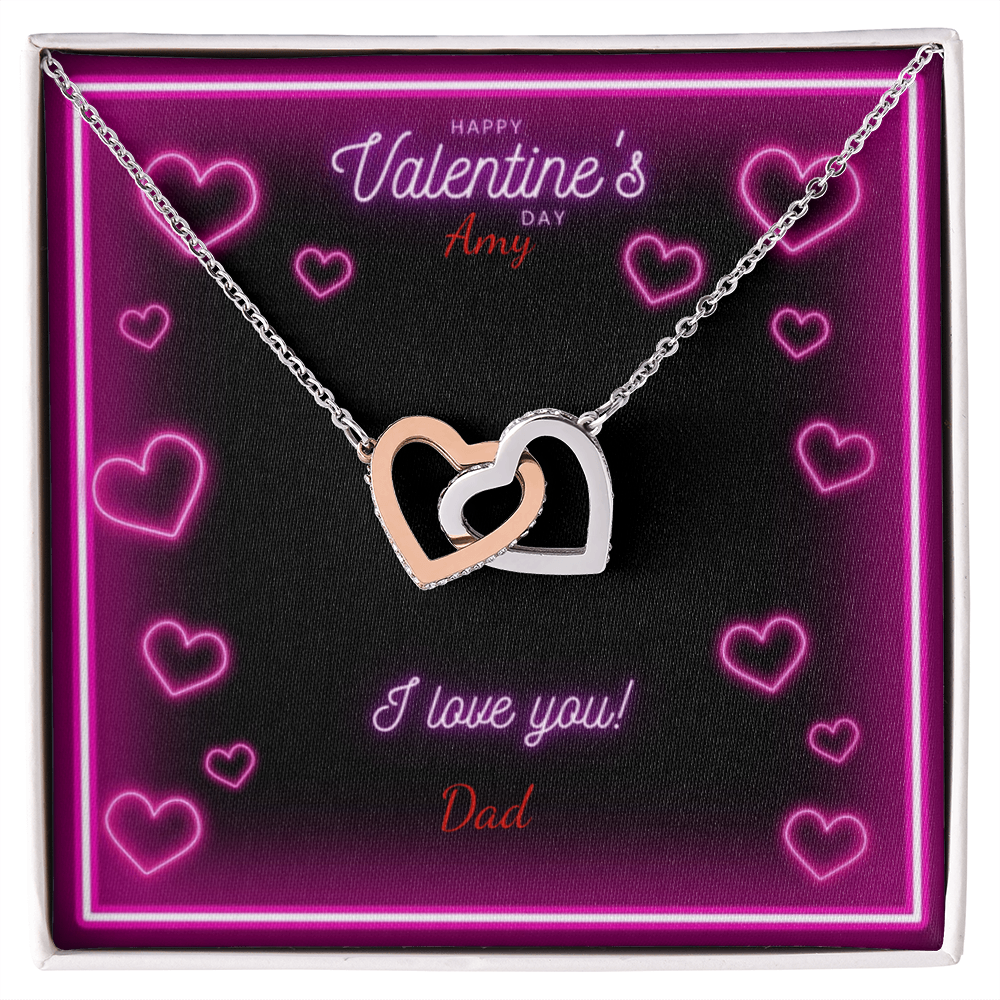 Valentine's Day Interlocking Hearts Necklace with Personalized Names