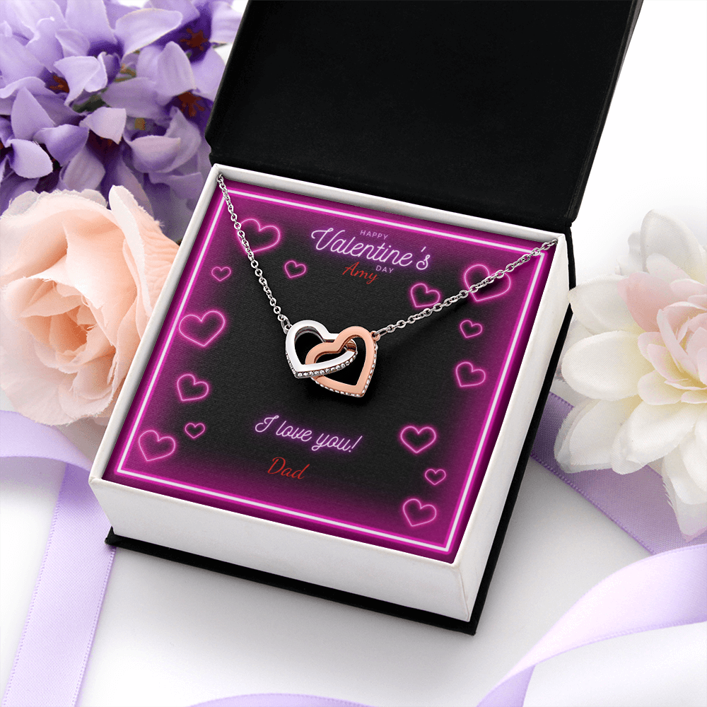 Valentine's Day Interlocking Hearts Necklace with Personalized Names