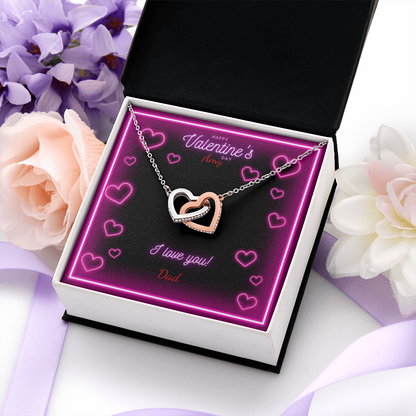 Valentine's Day Interlocking Hearts Necklace with Personalized Names