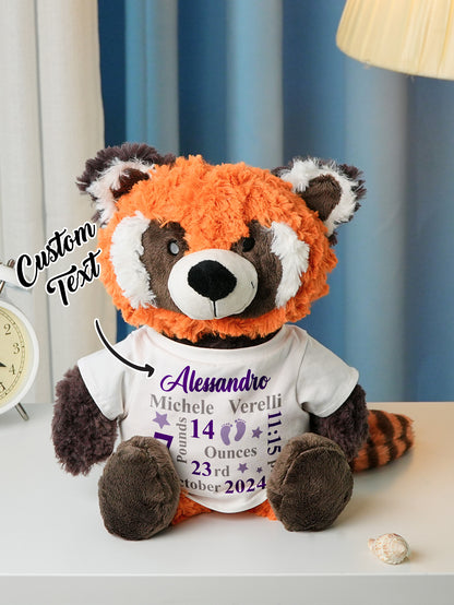 Personalized Animal Plush Stuffed Toy with Birth Announcement, Photo, Name or Custom Text