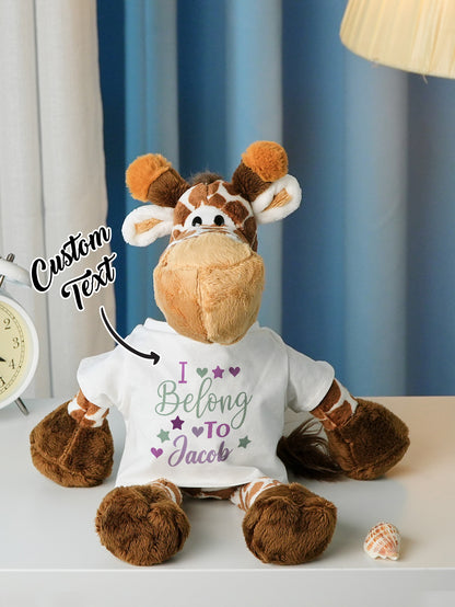 Personalized Animal Plush Stuffed Toy with Birth Announcement, Photo, Name or Custom Text